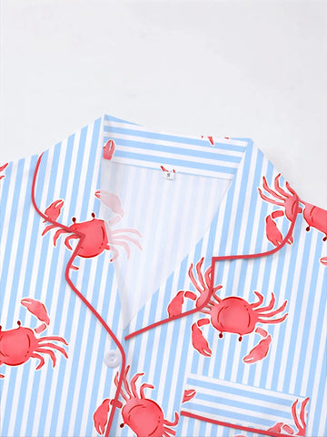 Women's 2-Piece Crab Print Pajama Short Set