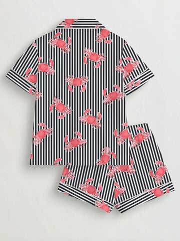 Women's 2-Piece Crab Print Pajama Short Set