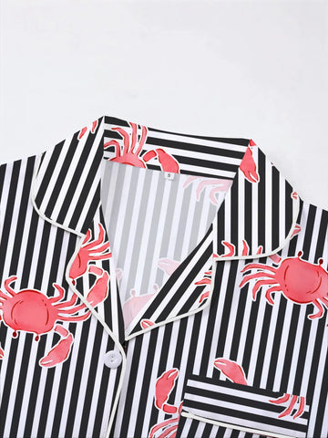 Women's 2-Piece Crab Print Pajama Short Set