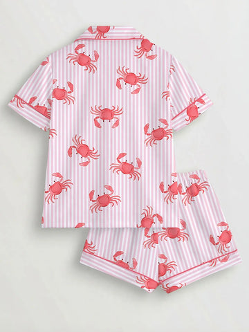 Women's 2-Piece Crab Print Pajama Short Set