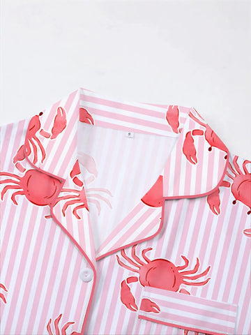 Women's 2-Piece Crab Print Pajama Short Set
