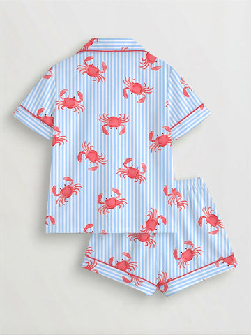 Women's 2-Piece Crab Print Pajama Short Set