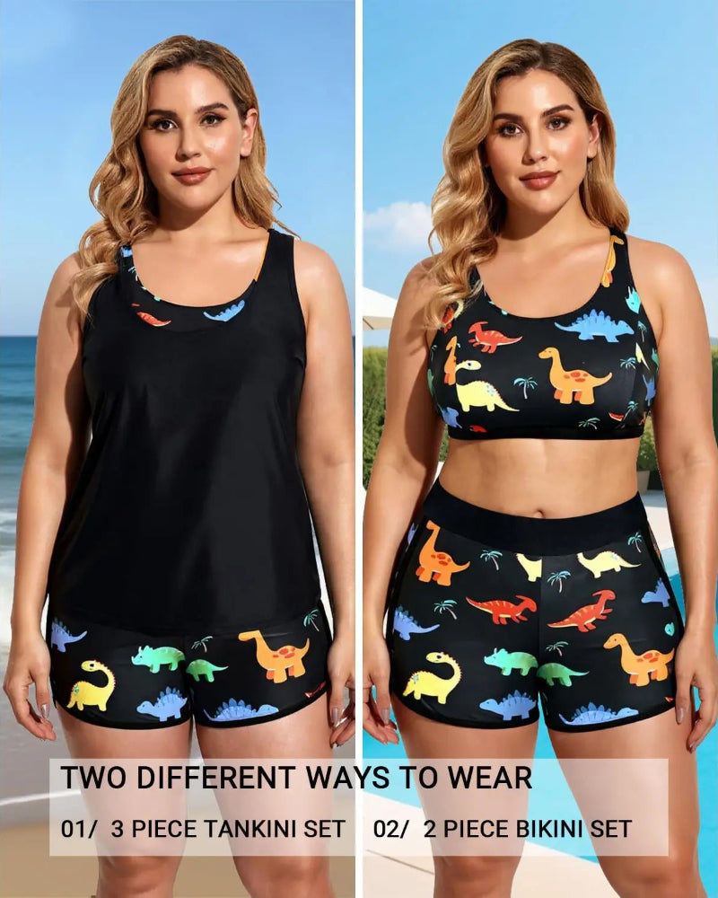 3-Piece Tummy Control Tankini Swimwear