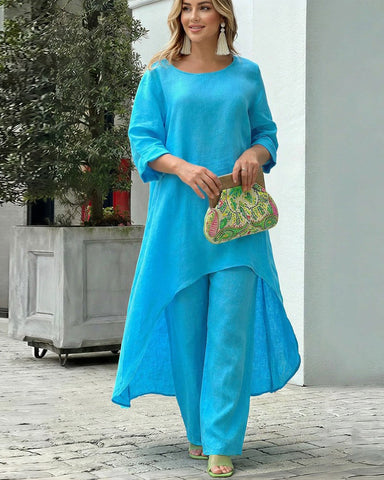 Asymmetric Cotton Two-Piece Set – Relaxed Modern Chic Fit