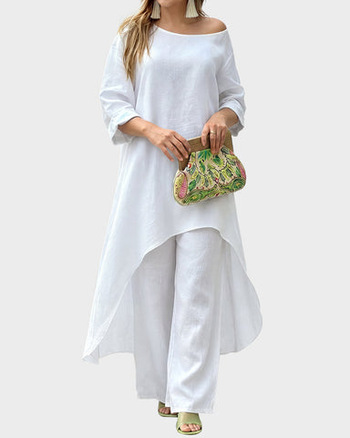 Asymmetric Cotton Two-Piece Set – Relaxed Modern Chic Fit