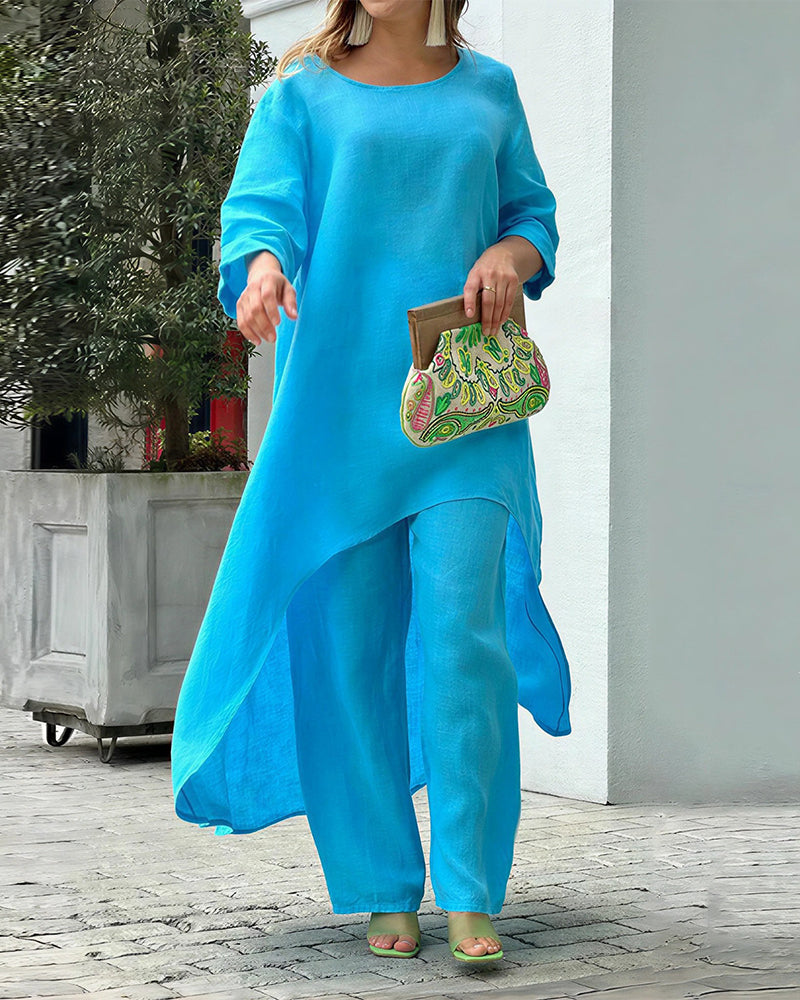 Asymmetric Cotton Two-Piece Set – Relaxed Modern Chic Fit