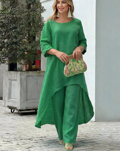 Asymmetric Cotton Two-Piece Set – Relaxed Modern Chic Fit