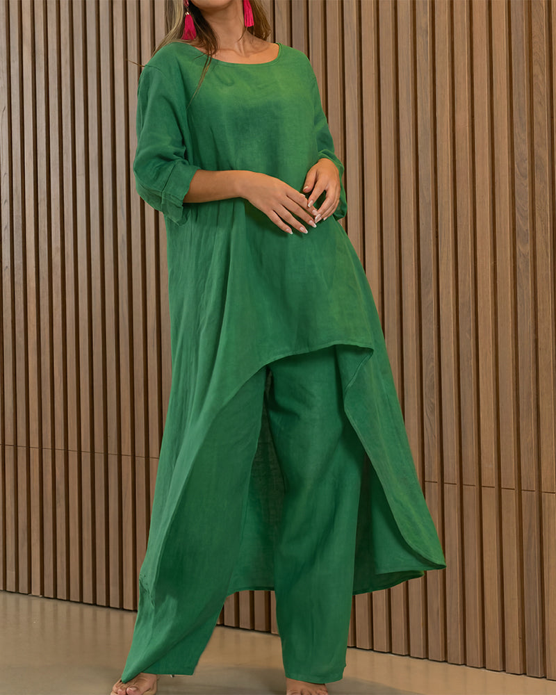 Asymmetric Cotton Two-Piece Set – Relaxed Modern Chic Fit