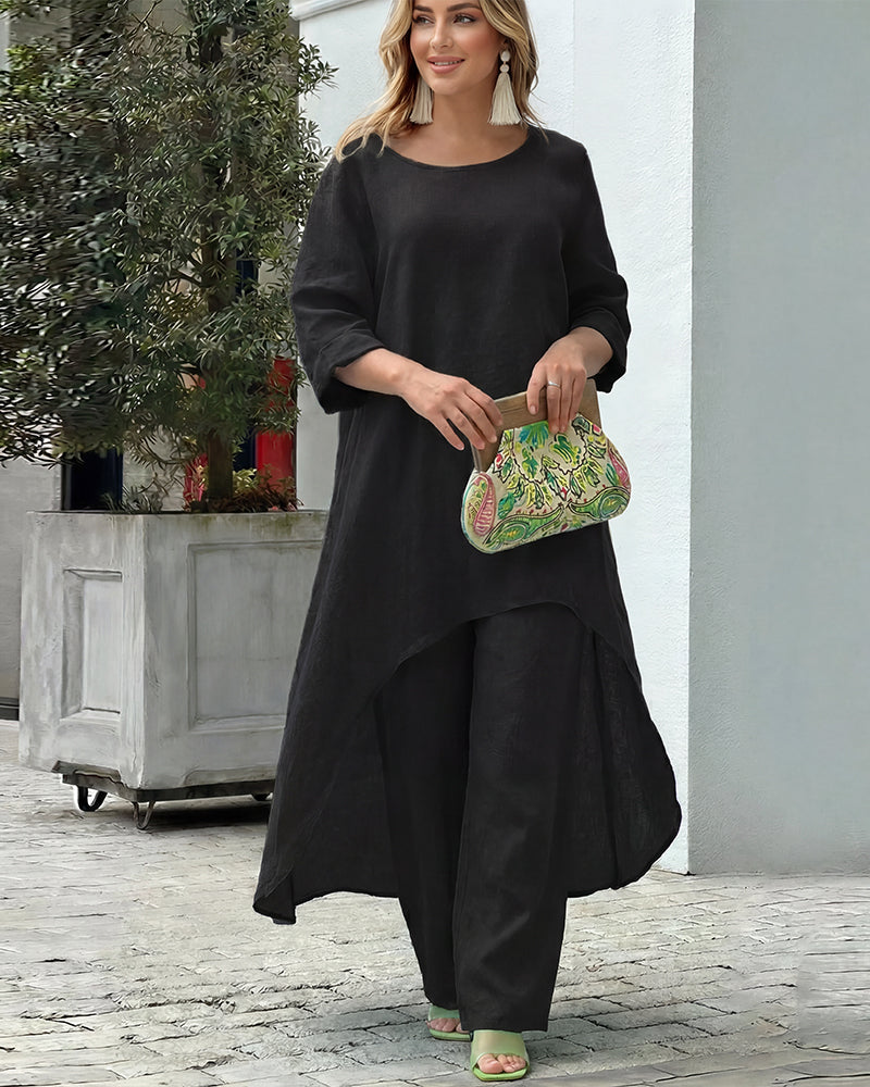 Asymmetric Cotton Two-Piece Set – Relaxed Modern Chic Fit