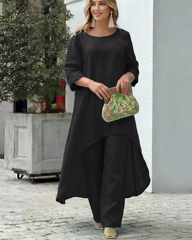 Asymmetric Cotton Two-Piece Set – Relaxed Modern Chic Fit