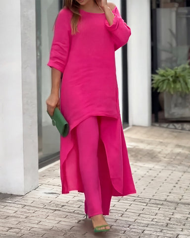 Asymmetric Cotton Two-Piece Set – Relaxed Modern Chic Fit
