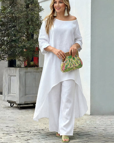 Asymmetric Cotton Two-Piece Set – Relaxed Modern Chic Fit