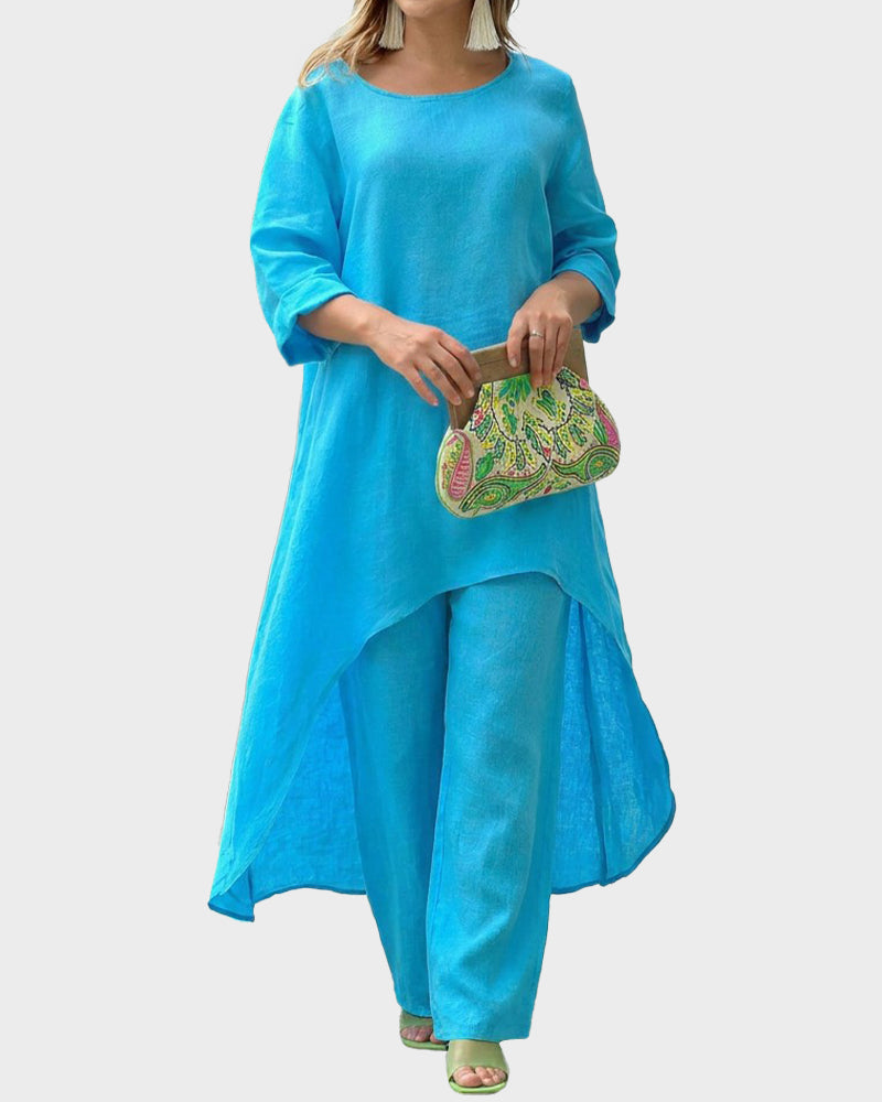 Asymmetric Cotton Two-Piece Set – Relaxed Modern Chic Fit