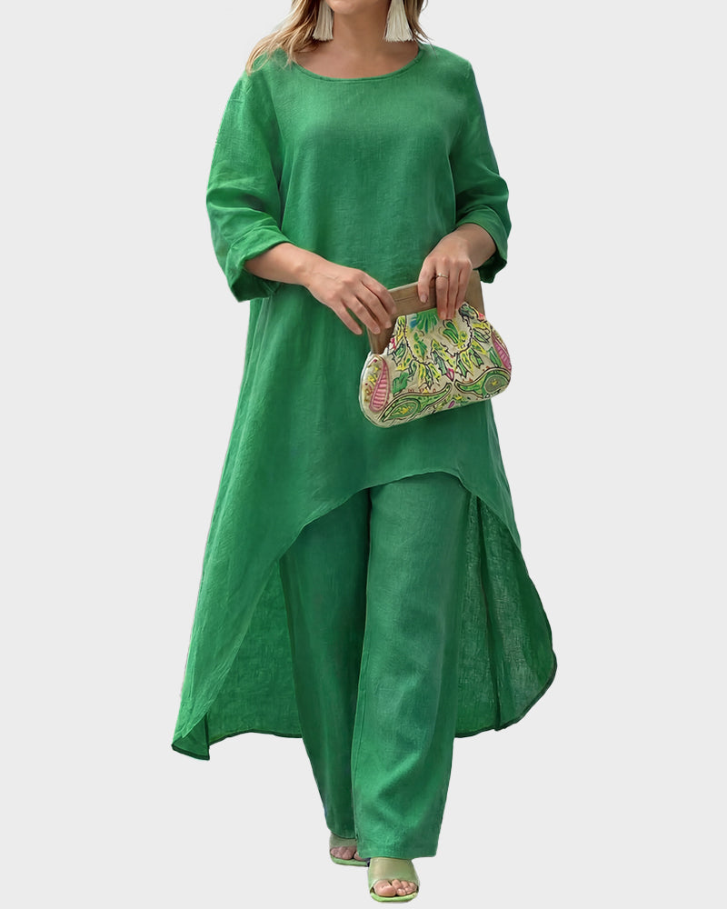 Asymmetric Cotton Two-Piece Set – Relaxed Modern Chic Fit