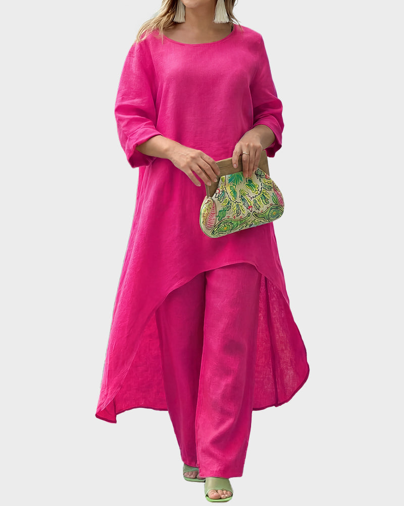 Asymmetric Cotton Two-Piece Set – Relaxed Modern Chic Fit