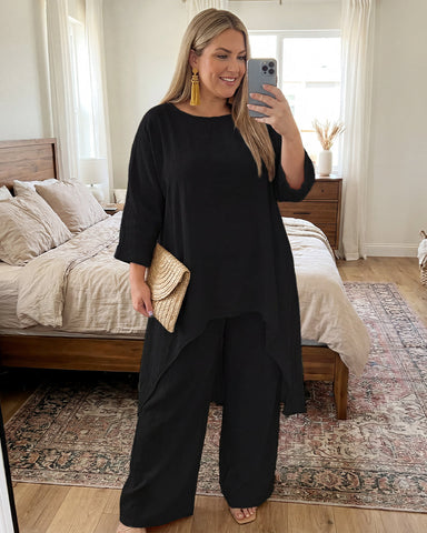 Asymmetric Cotton Two-Piece Set – Relaxed Modern Chic Fit