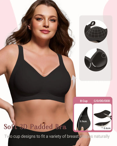 Plus Size Wire-Free Bra – Full Coverage, Breathable Support, Seamless Comfort