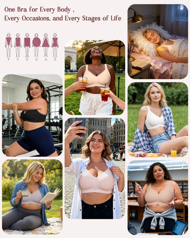 Plus Size Wire-Free Bra – Full Coverage, Breathable Support, Seamless Comfort