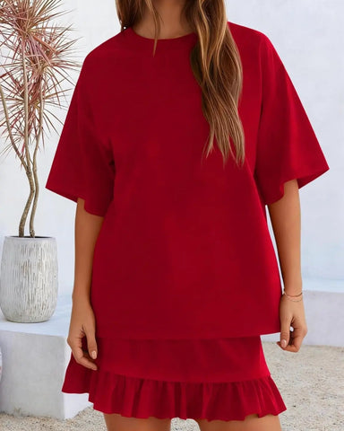 Crewneck Top & Mini Skirt Set