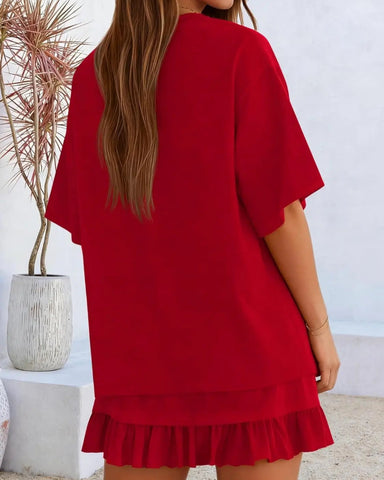 Crewneck Top & Mini Skirt Set