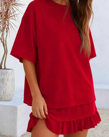Crewneck Top & Mini Skirt Set