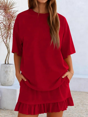 Crewneck Top & Mini Skirt Set