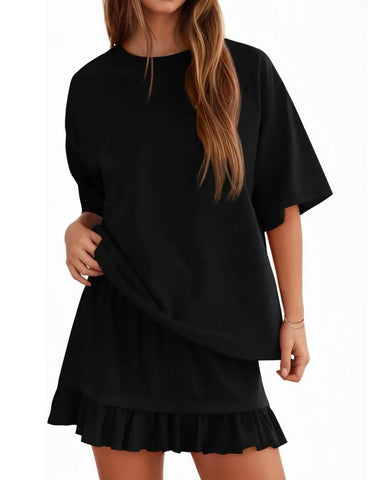 Crewneck Top & Mini Skirt Set