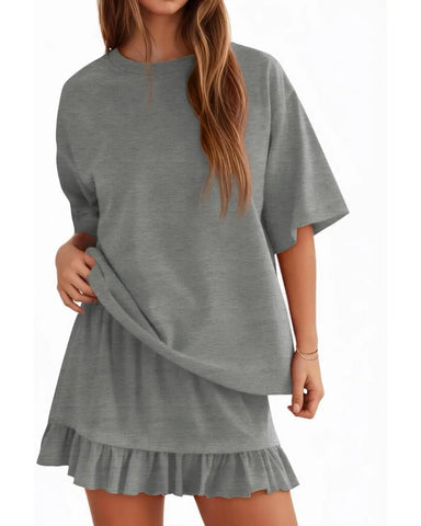 Crewneck Top & Mini Skirt Set