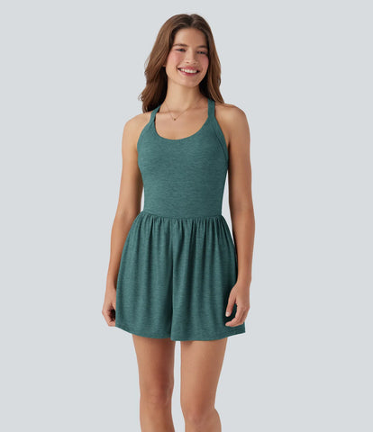 Backless Twisted Side Pocket 2-in-1 Resort Romper-Easy Peezy Edition