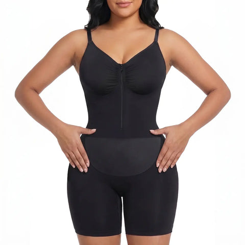 Zip-Up Tummy Control Shaping Bodysuit