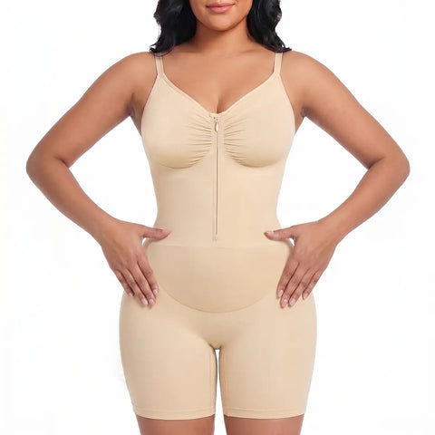 Zip-Up Tummy Control Shaping Bodysuit
