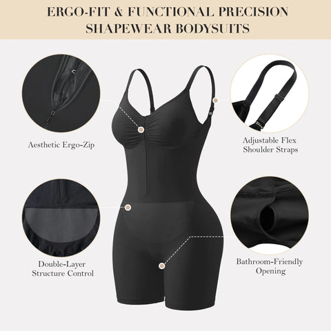 Zip-Up Tummy Control Shaping Bodysuit