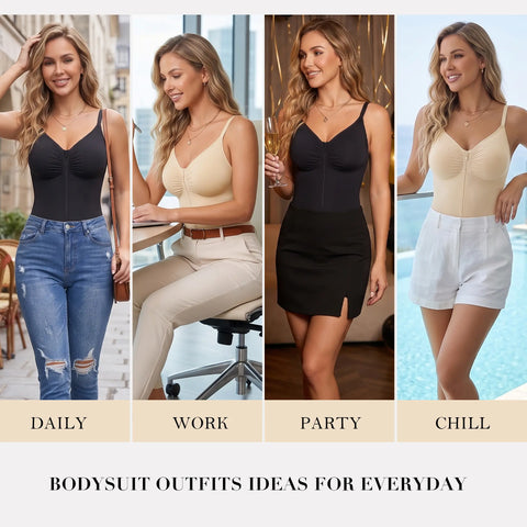 Zip-Up Tummy Control Shaping Bodysuit
