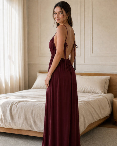 Backless Tie-Back Maxi Cami Dress