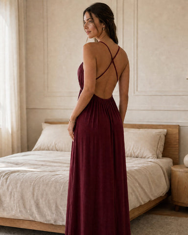 Backless Tie-Back Maxi Cami Dress
