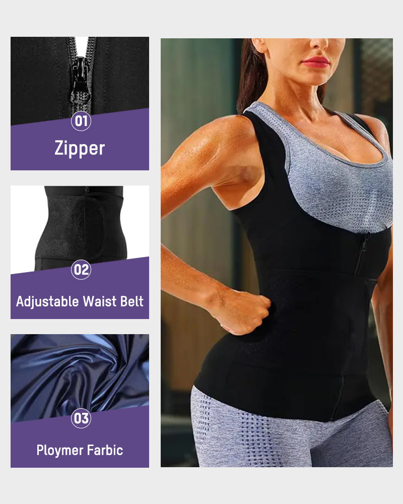 Adjustable Zip-Up Sauna Sweat Waist Trainer Vest