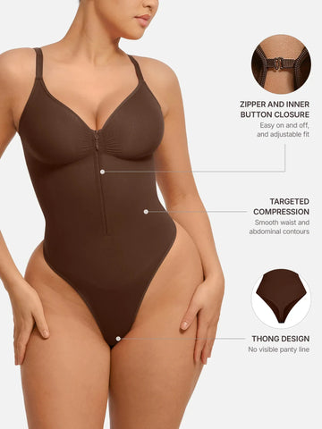 Shape-curve Tummy Control Seamless Zipper Shaping Bodysuit