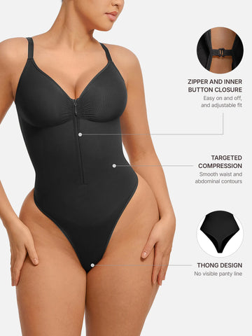 Shape-curve Tummy Control Seamless Zipper Shaping Bodysuit