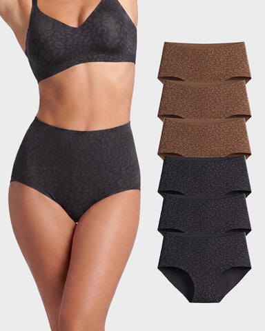High-Waist Seamless Leopard Tummy Control Brief 6-Pack