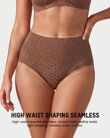 High-Waist Seamless Leopard Tummy Control Brief 6-Pack