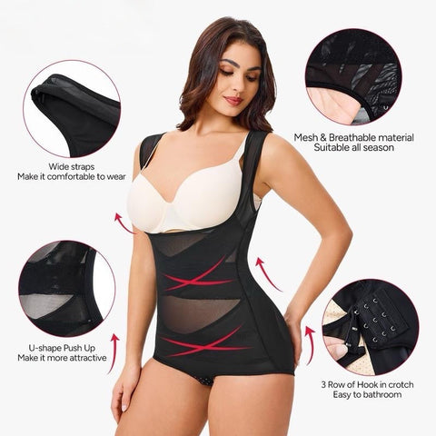 Shapecurve Shapewear Bodysuit Mesh Breathable, Invisible Tummy Control