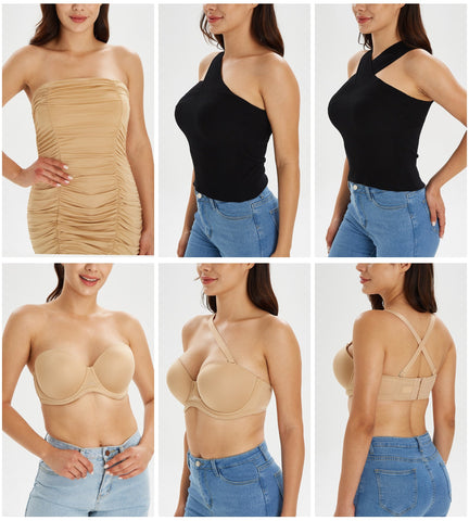 Strapless Mesh Underwire Balconette Bra