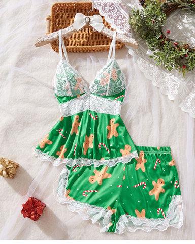 Women Sweetness Cami Set Lace Camisole Lingerie Nightwear