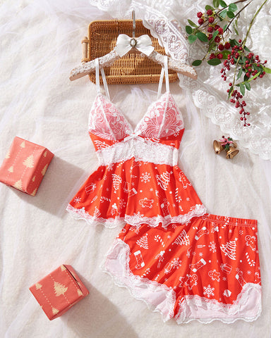 Women Sweetness Cami Set Lace Camisole Lingerie Nightwear