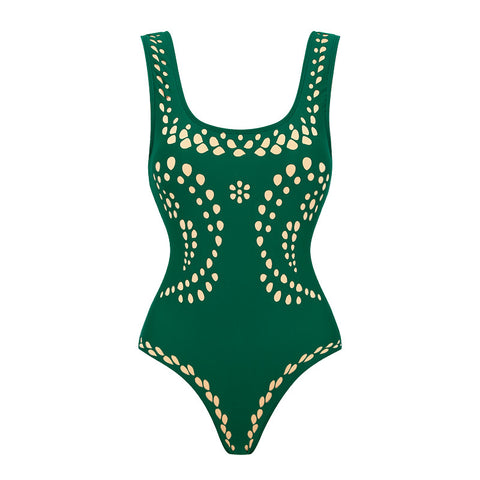 Fashionable And Sexy Hollow Pattern One-Piece Swimsuit Set