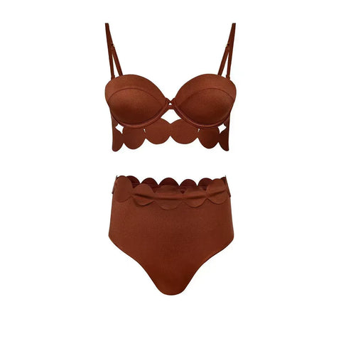 Laser Cutting Circularity Bikini Swimsuit and Split Skirt