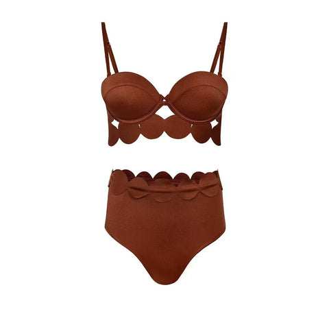 Laser Cutting Circularity Bikini Swimsuit and Split Skirt