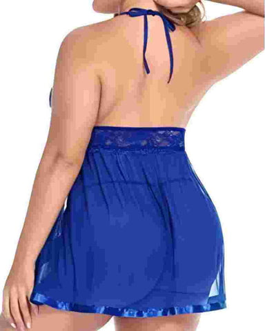 Women’s Plus Size Lace Babydoll – Mesh Chemise Sleepwear