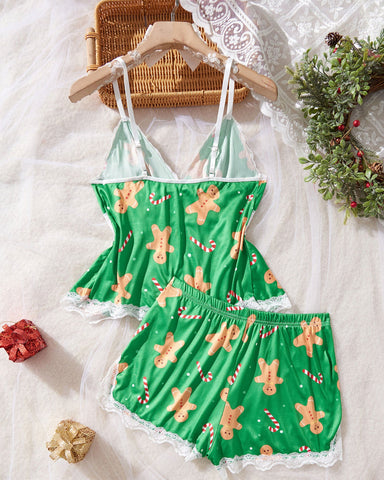 Women Sweetness Cami Set Lace Camisole Lingerie Nightwear