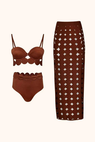 Laser Cutting Circularity Bikini Swimsuit and Split Skirt